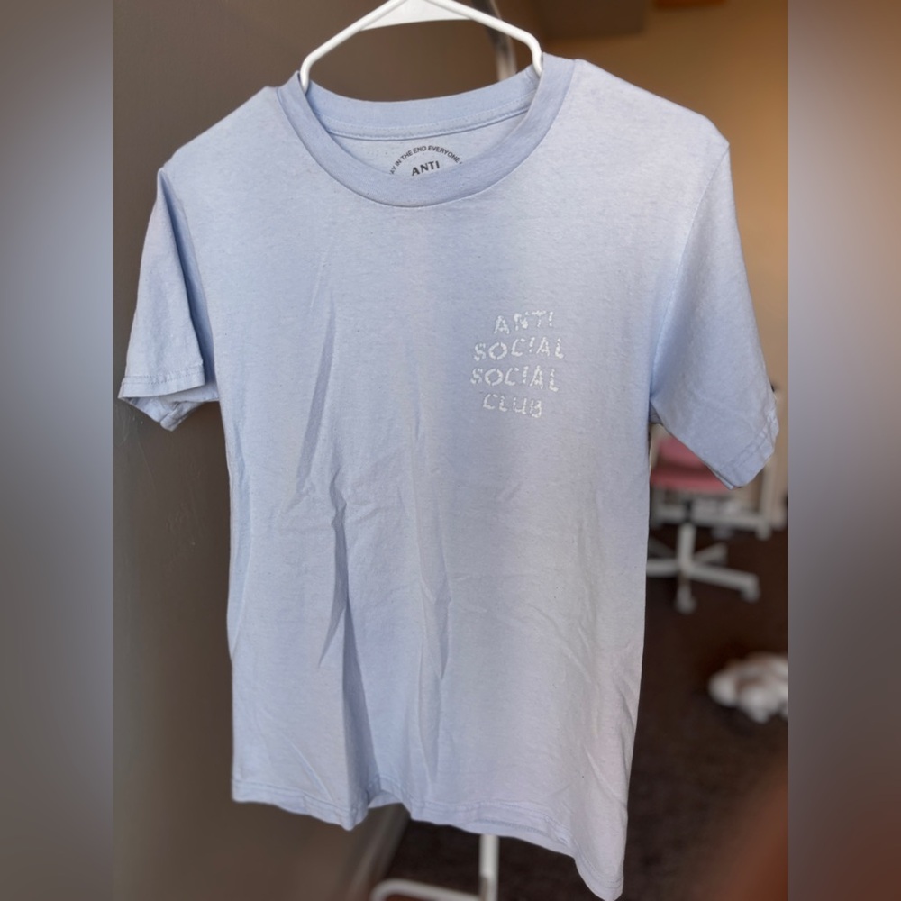 Anti Social Social Club Pale Blue Graphic Tee with Black Print